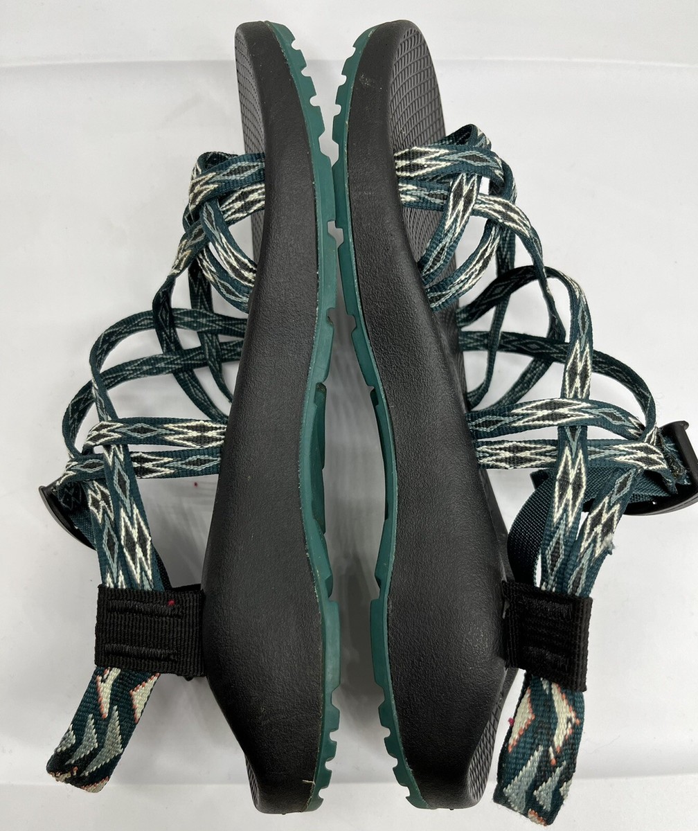茶 kaaoS Womens CHACO ZX2 Classic Size 9 Blue Angular Teal Outdoor Strap