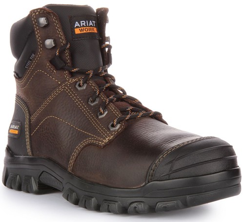 ARIAT Treadfast Waterproof Steel Toe Lace On Work Mens Dark Boot