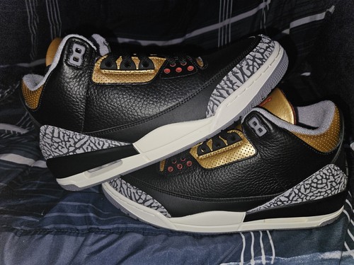 Size 11.5 - Jordan 3 Retro Mid Black Gold W - Picture 2 of 8