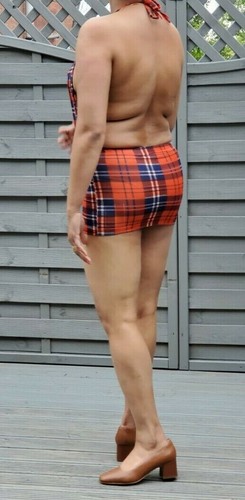 Tartan Micro Minikleid Damen superweich kurz hochtailliert kariert Kleider - Bild 7 von 12