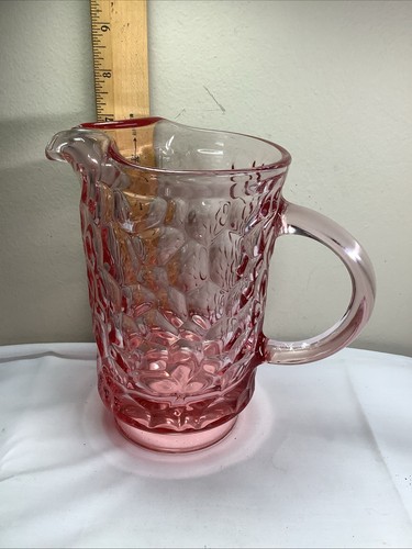 1968 Retro Pebble Beach Pink Fostoria Glass Pitcher Bar Ware Kitchen Decor 410 - 第 11/11 張圖片