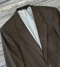 41L Vintage Lands End Tweed Sport Coat Brown Herringbone 100 Wool Blazer USA