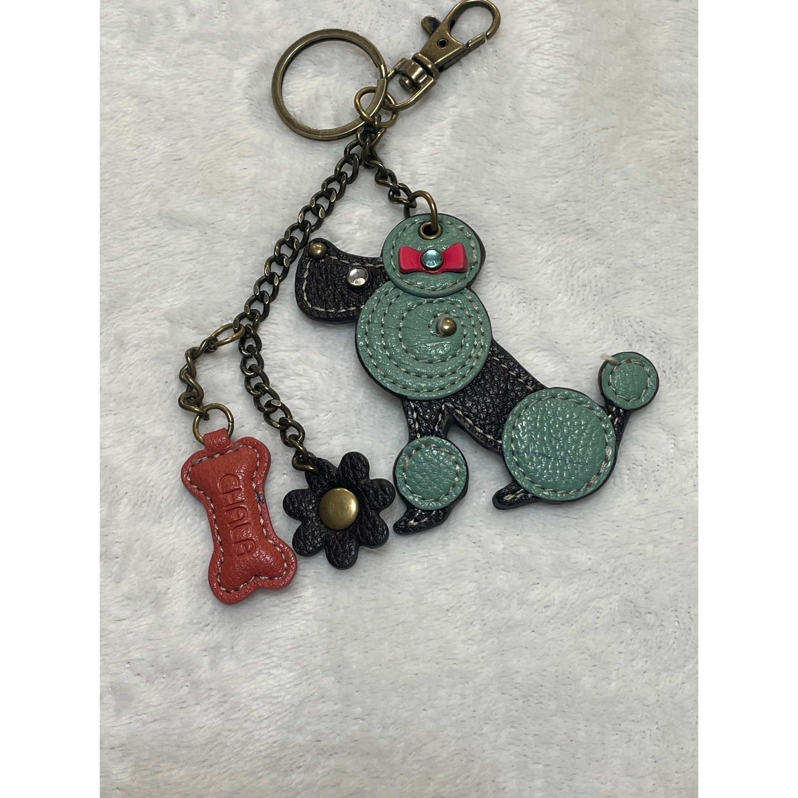 Chala Poodle Faux Leather Keychain Charm
