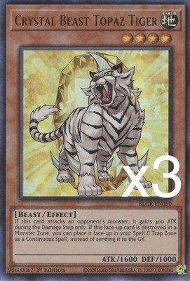 3X Yugioh Crystal Beast Topaz Tiger BLCR-EN050 Ultra Rare 1st Edition NM