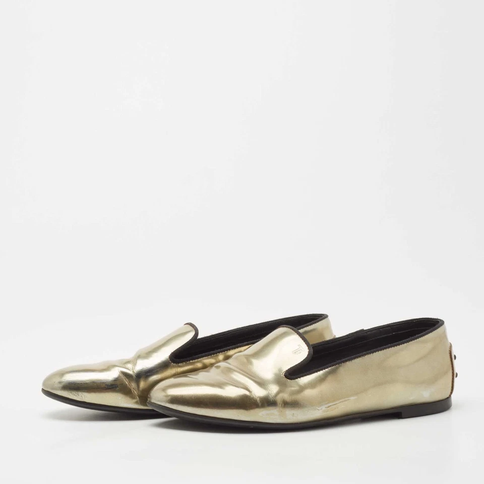 Tod's Metallic Leather Smoking Slippers Size 36 - Image 2 of 4