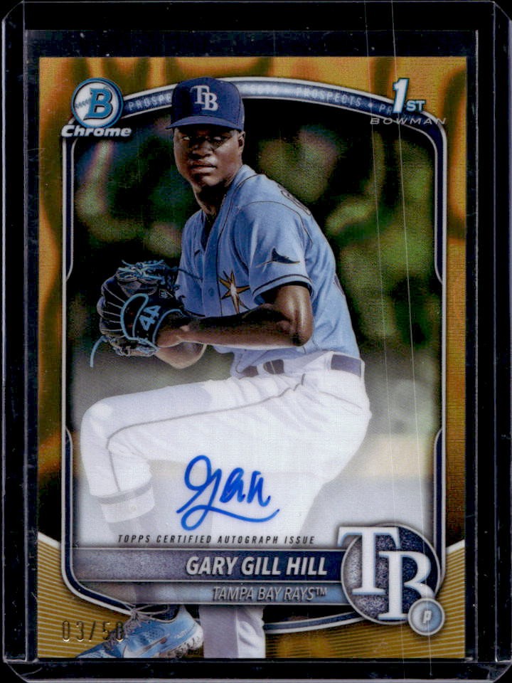 2025 Bowman Gary Gill Hill Chrome Auto Gold Lava Refractor 1st Prospect #3/50
