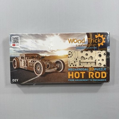 Wood Trick Mechanical 3D Puzzle Model Hot Rod Car Wood Construction Kit New