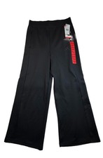 Adidas Women  s Black Wide-Leg Activewear Pants M Pockets Stretch 25" JY9046