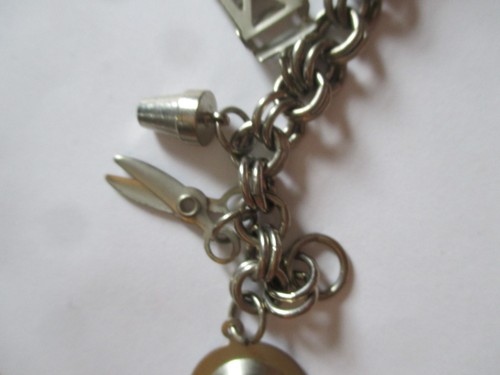 Vintage Charm Bracelet 14 Utility Charms Chain Line Silver Tone - Picture 3 of 12
