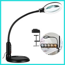 10X Magnifying Glass with Light and Clamp, 5 Color Modes Stepless Dimmable Li...