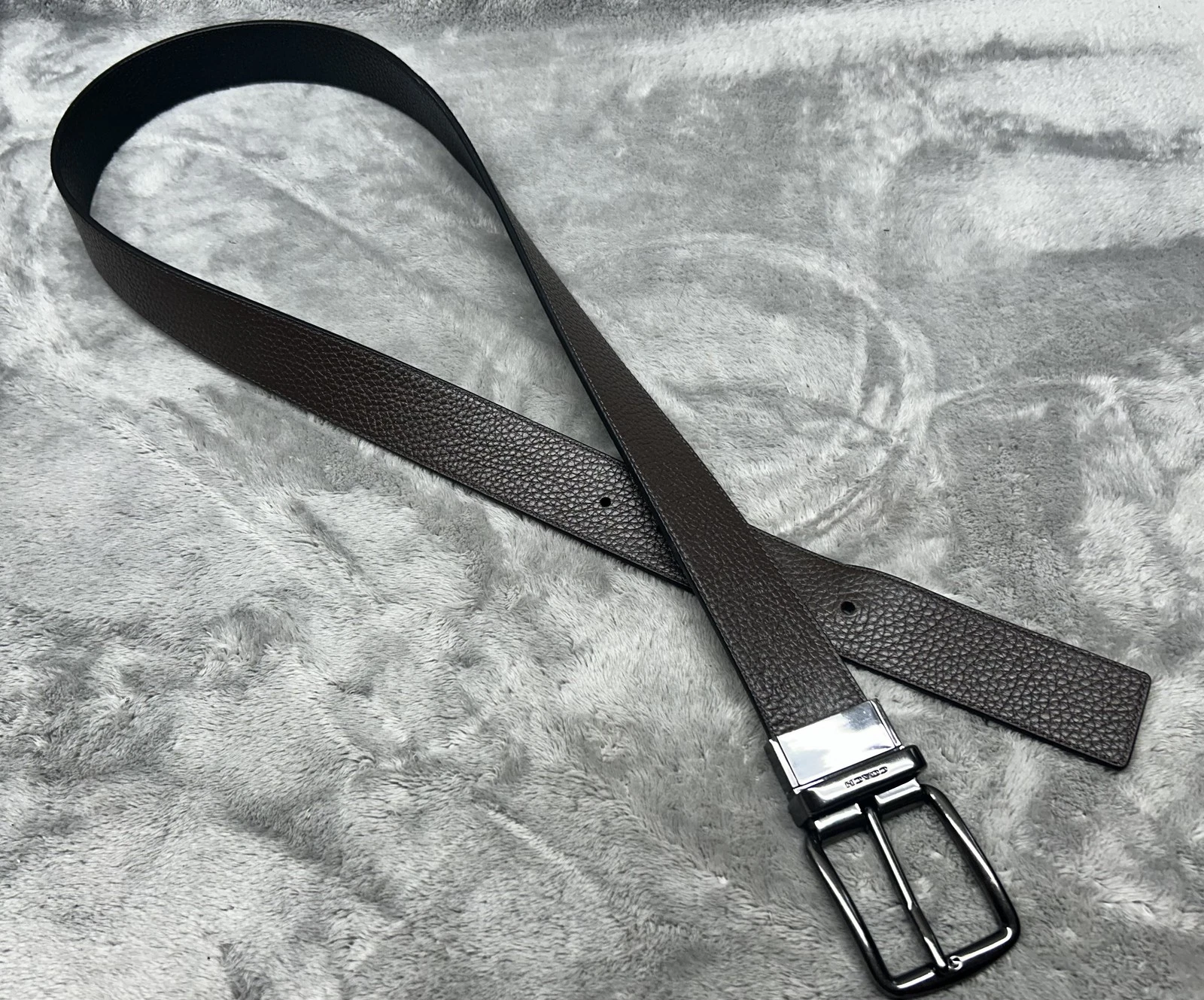 Coach Cintura Pelle Reversibile Uomo 42 Grana Ciottolo Fibbia Gunmetal Classica