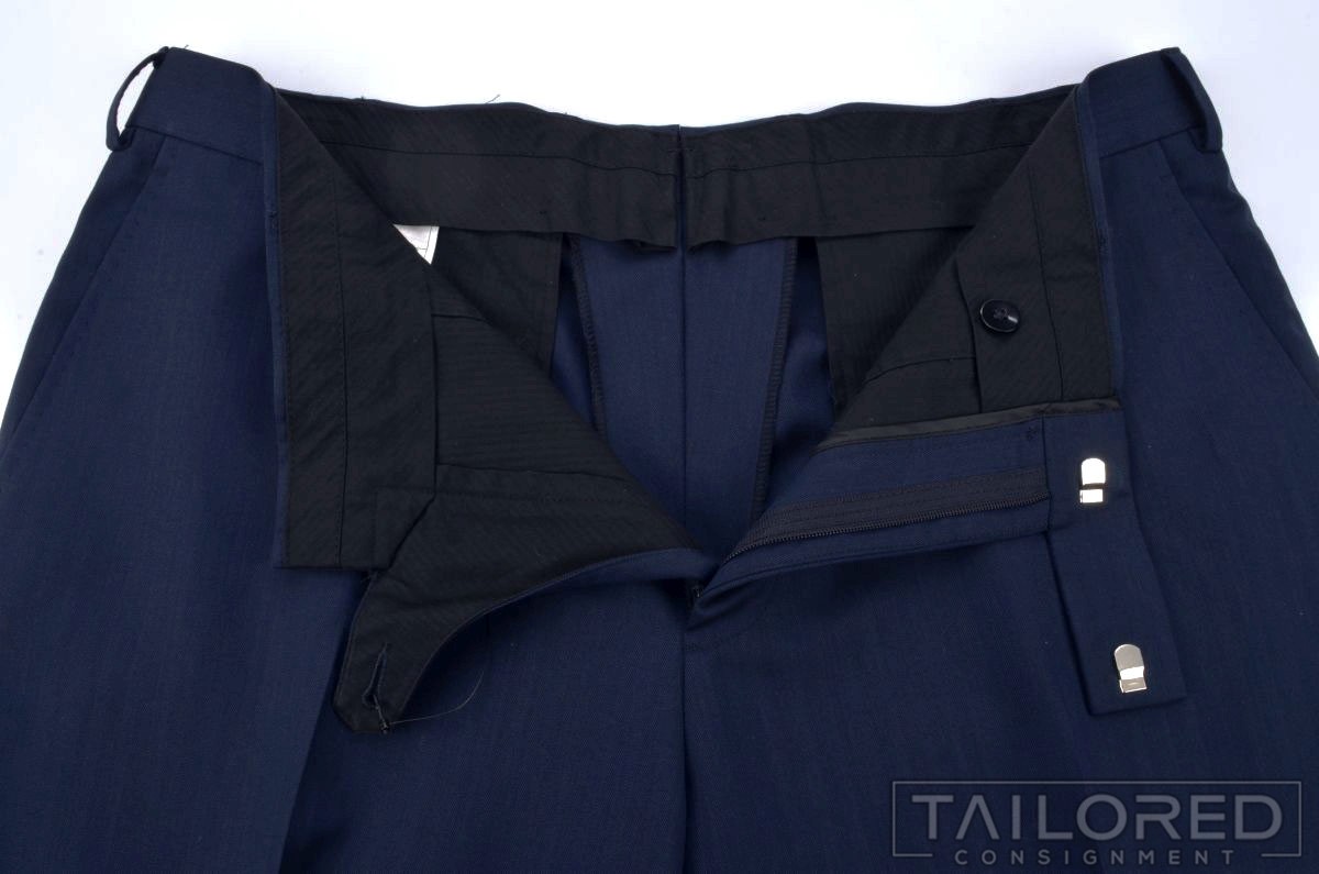 SUITSUPPLY Solid Blue Polyester Mens Flat Front L… - image 3