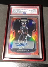2020 Chronicles Jalen Hurts Prizm Black Red Auto /99 RC. Authentic PSA10 Auto