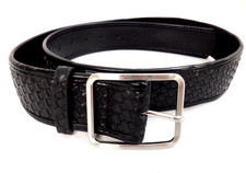 Men's Black Utility Uniform Work Casual Vinyl Belt Basketweave 46"
