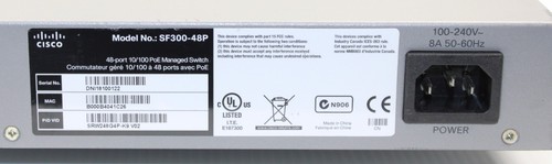 Cisco | SF300-48P | 48Port 10-100 PoE Managed Switch W/Power Cord - Picture 7 of 8