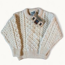 Carraig Donn 100 Pure New Wool Sweater Cream Kids Size XS NWT