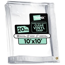TARPEX - 10' x 10' Heavy Duty 20 Mil Clear PVC Vinyl Tarp