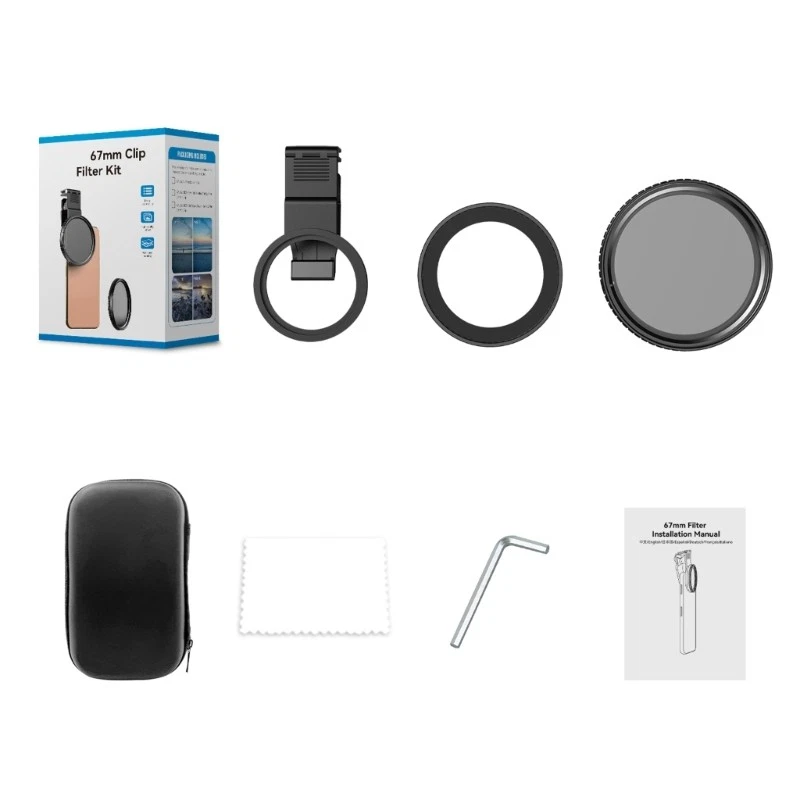 67mm Circular Polarizer Filter with Clip Adapter Rings Phone Camera Lens - Image 2 of 4