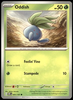 Oddish 001/197 SV03: Obsidian Flames Regular NM Pokemon TCG