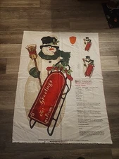 Daisy Kingdom Frosty with Sled Door Panel Cotton Fabric, Christmas Snowman Sled