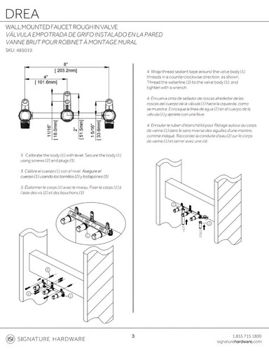 Signature Hardware Wall-Mount Faucet Rough-in Valve SHWMR2000 Bathroom - Picture 2 of 2