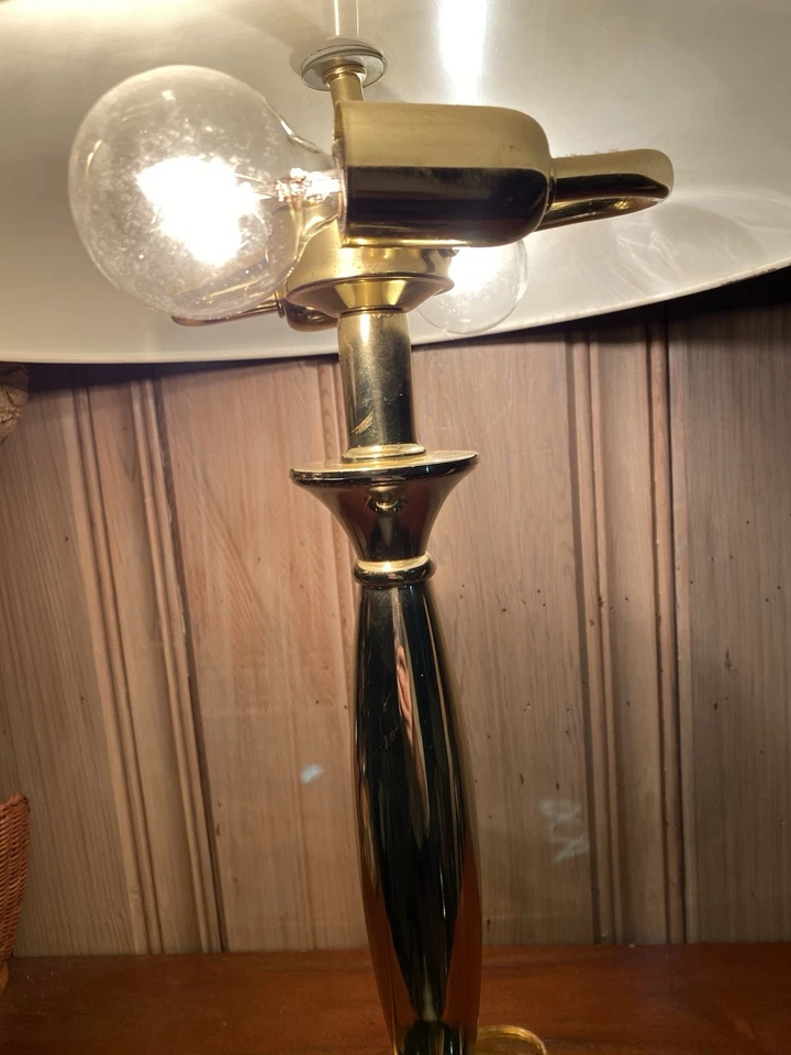 SET OF (2) VINTAGE MODERN GOLD SAUCER DOMED “MUSHROOM”  TOUCH LAMPS - Image 4 of 4