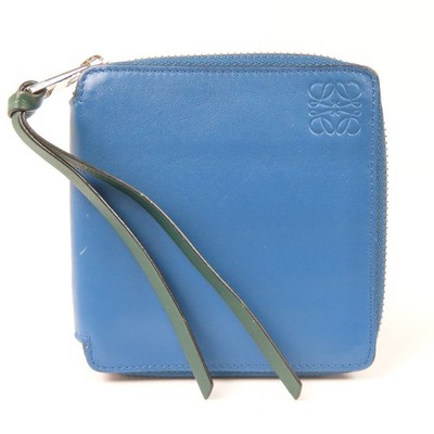 LOEWE  Rainbow Square Zip Wallet Anagram Bifold Wallet blue Spain leather 103266