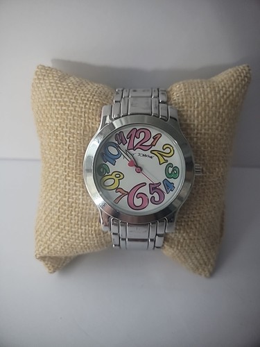 Betsey Johnson Wristwatch Watch Large Face Large Numbers Silver Tone Jewelry - Picture 3 of 10