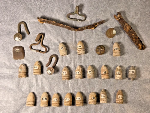 Lot Of 28 Mostly Civil War Bullets & Other Items from Sites in S.E., Pa.
