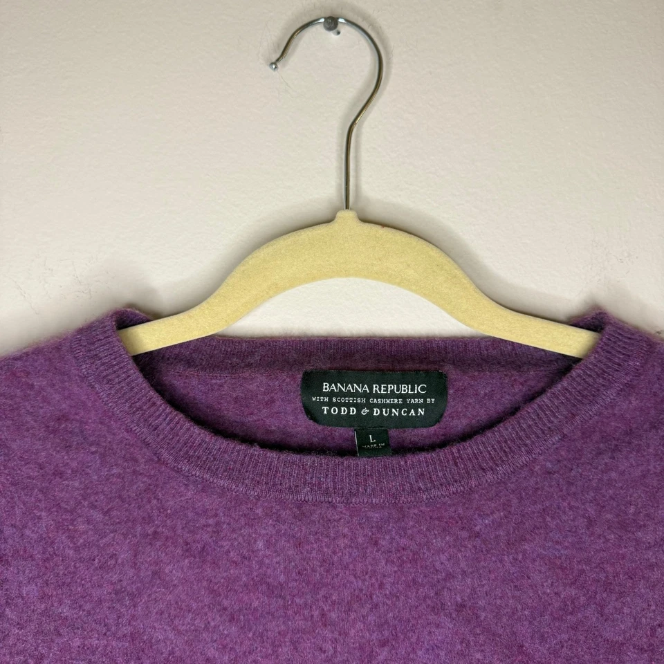 Suéter para mujer Banana Republic Todd & Duncan cachemir púrpura manga larga talla L Foto 3 de 4