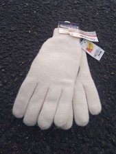 Vintage Women's Knit Gloves Thinsulte NEW White Leather