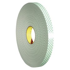 3M 4032 Double-Sided Foam Tape, 1 In W, 72 Yd L, 1/32 In, Polyurethane Foam,