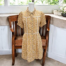 American Eagle Yellow Cottagecore Prairie Floral Dress Romantic Spring Midi