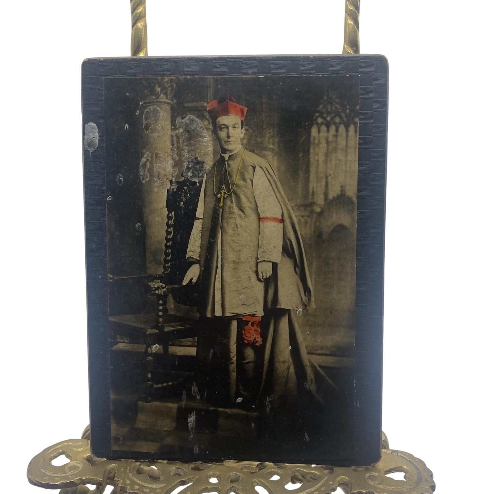 Vintage 1915 Rev Bishop Mundelein Cabinet Card Photo Sepia Gelatin Original