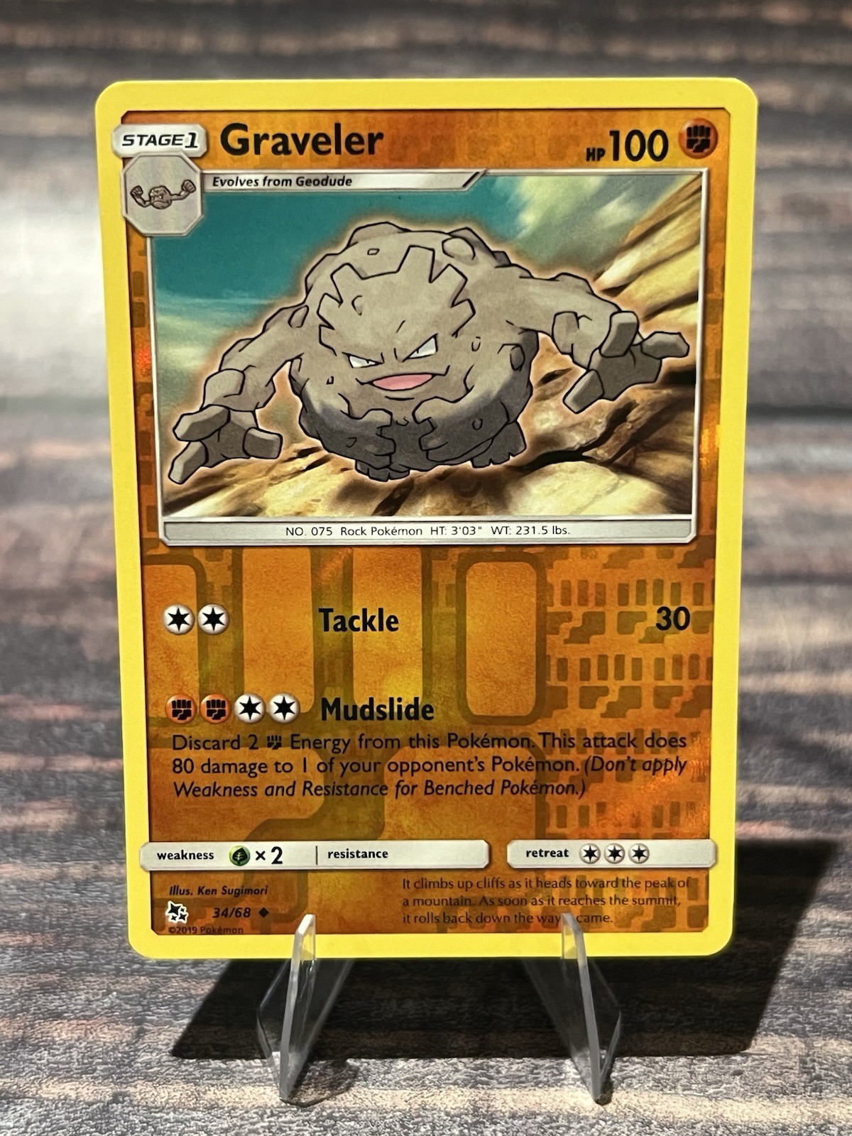 Graveler 34/68 Reverse Holo Hidden Fates Pokemon Card