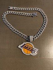 LOS ANGELES LAKERS NBA CHAIN ICED TEAM PENDANT NECKLACE GOLD Diamond BLNG SILVER