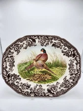 Spode Woodland Oval Serving Platter Pheasants Birds England 15"