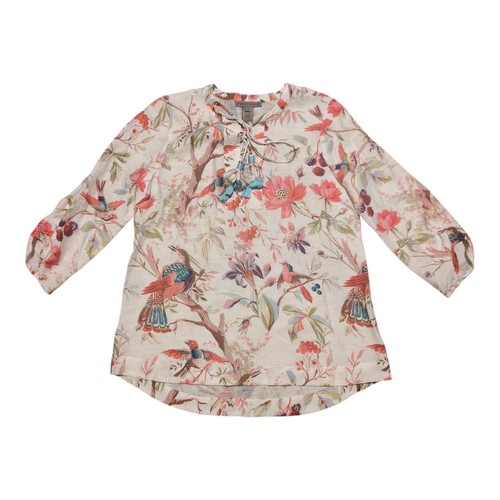 Sharon Young Shirt Blouse Birds Flowers Women's Sz S