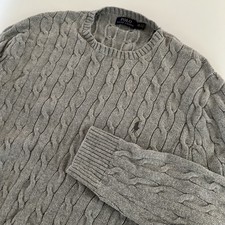 Polo Ralph Lauren Cable Knit Sweater Gray XXLarge Pony Preppy Classic