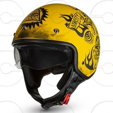 Casque de moto jet CRUIZER Scooter Dynasty avec visière solaire rétractable, jau