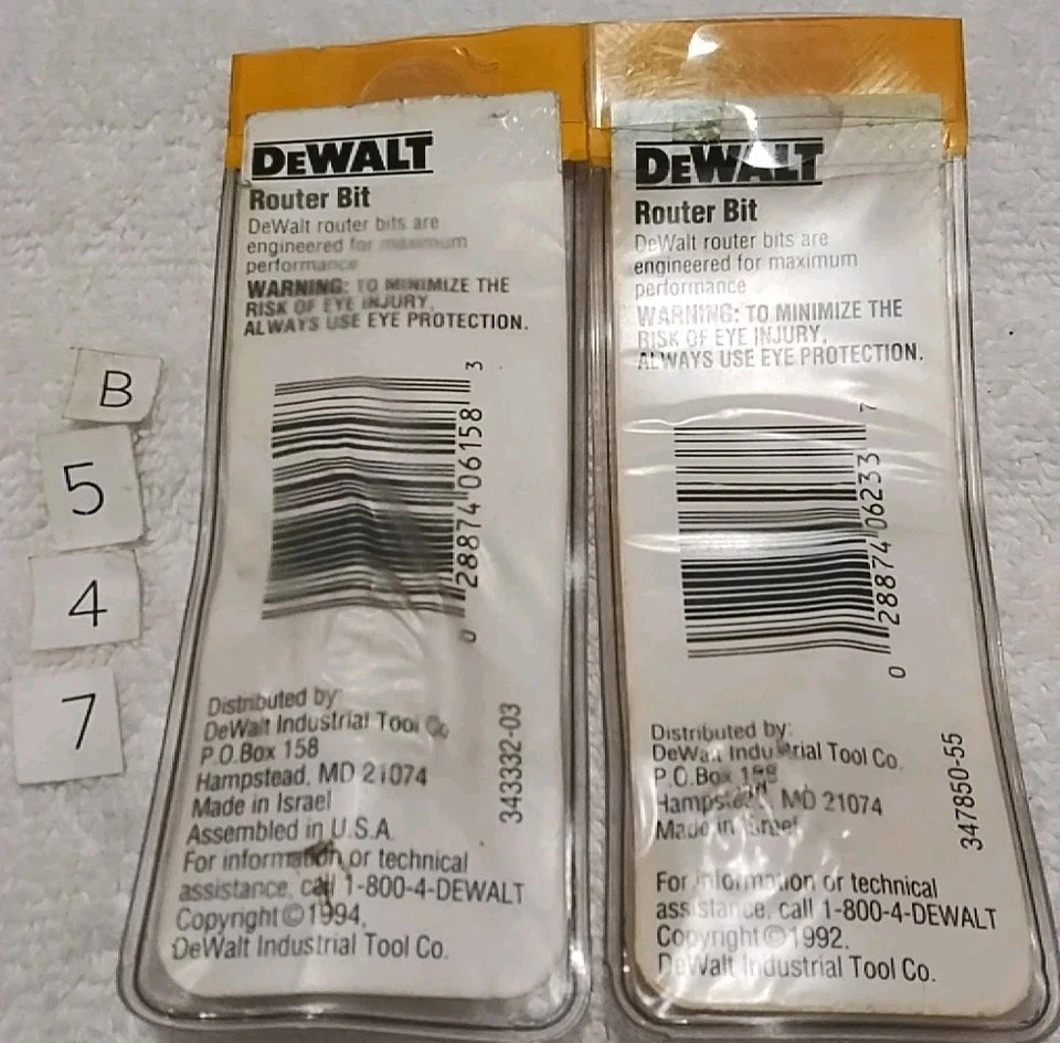 2pc DEWALT DW-6312&DW-6622 1/4" SHANK 22°TRIM BIT WITH BEARING &1/2"'DOVETAIL - Image 3 of 3