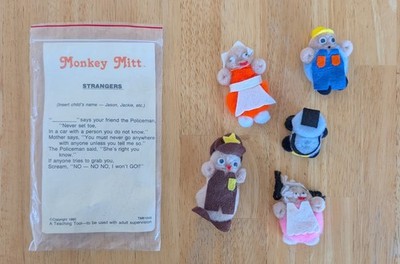 Monkey Mitt Strangers Vintage 1980 Finger Puppets Classroom Homeschool