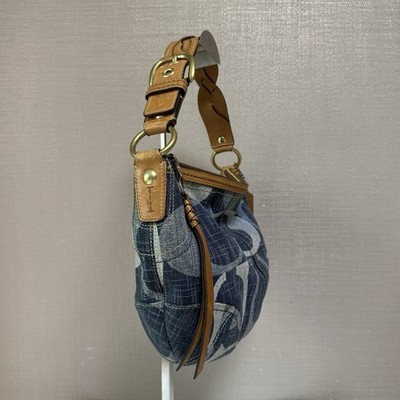 Rare Vintage Coach Blue Denim Jumbo Signature Hobo Shoulder Bag