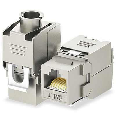 24 Pcs Cat7 Cat6a Keystone Jack Cat 7 RJ45 STP Tool-Less Type Alloy Module Ja...