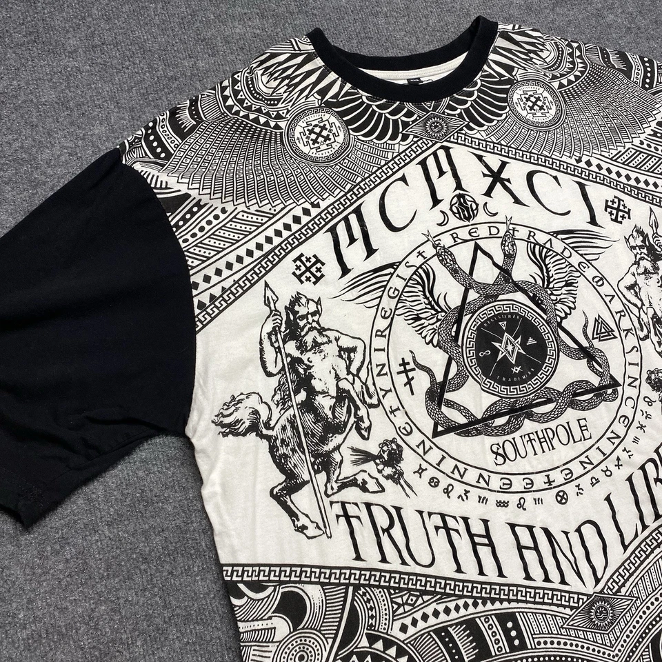 Vintage Y2K Southpole Shirt Mens 5XL Black Cyber Skate Short Sleeve Hip Hop - Image 2 of 4