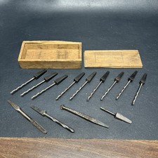 Vintage Hand Brace Drill Bits Winchester, Morse, Buck Brothers Unbranded 13 Lot