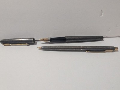 Vtg Parker 75 Fountain Pen w/ 14K Gold Nib & Cisele Sterling Silver Pencil Set