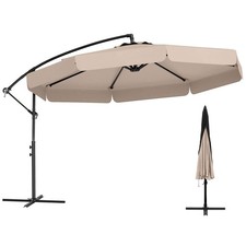290 cm Offset Hanging Umbrella Patio Cantilever Umbrella w/ Easy Tilt Beige