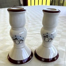 Royal Seasons RN1 Snowman Christmas Candle Holders, Snowmen, Candlesticks, 2 pc