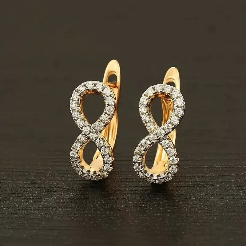 14k Gold Plated Huggie Hoop Earrings with 1.50 Ct Real Moissanite-image